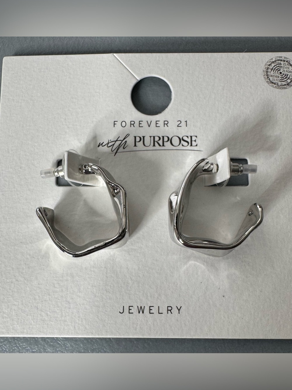 Forever 21 Silver Twisted Open Hoop Earrings classy chic